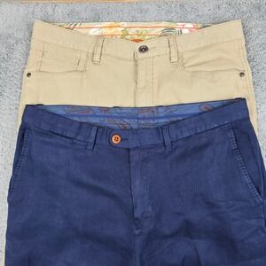 Tommy Bahama Pants Mens 34x32 Tan Blue Bundle Tencel Linen Straight Casual Chino